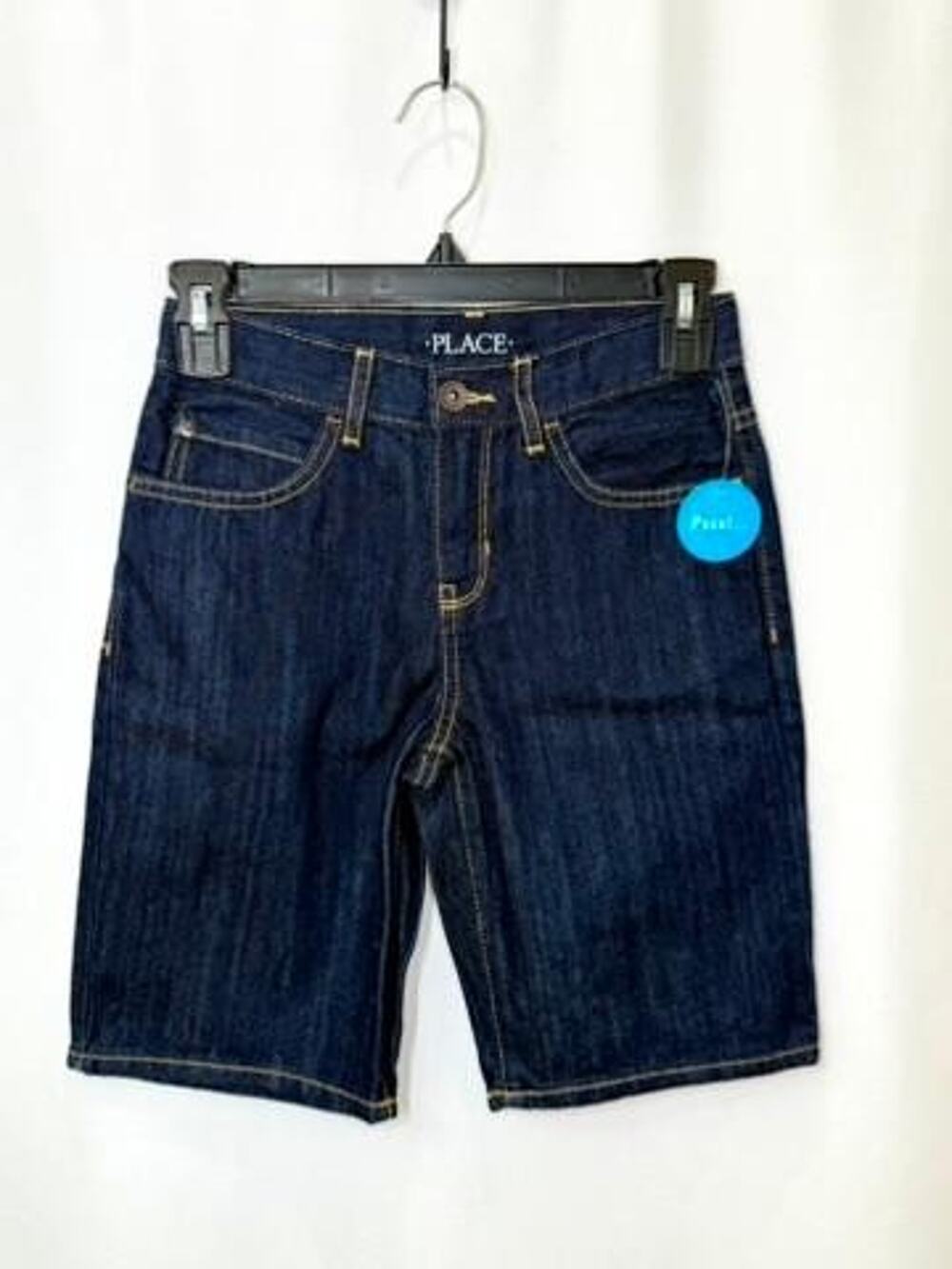 The Childrens Place Boys Denim Shorts Size 8 Dark Wash Blue Cotton Adjustable
